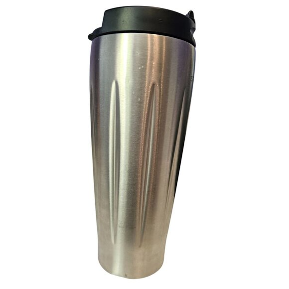 Starbucks 2004 Barista Aroma Solo Silver Stainless Steel Travel Tumbler Vtg 16oz - Picture 2 of 13
